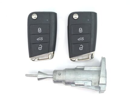 Volkswagen MQB BG New Type Genuine 2x Flip Remote Key 3 Buttons 433MHz With Lock Set