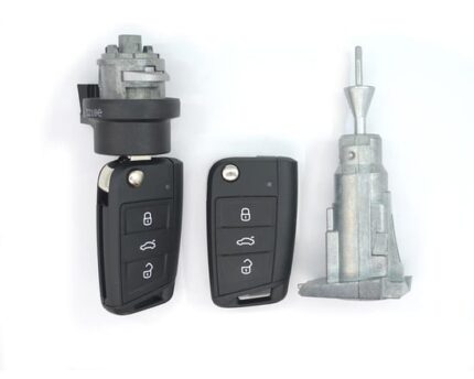 VW MQB BA New Type 2x Flip Remote Key 3 Buttons 433MHz With Lock Set