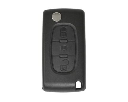 Citroen Peugeot Flip Remote Key Shell 3 Button Light With Battery Holder