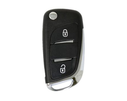 Peugeot Flip Remote Key Shell Chrome 2 Button With Battery Holder Modified