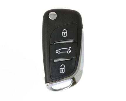 Peugeot Flip Remote Key Shell Chrome 3 Button without Battery Holder Modified