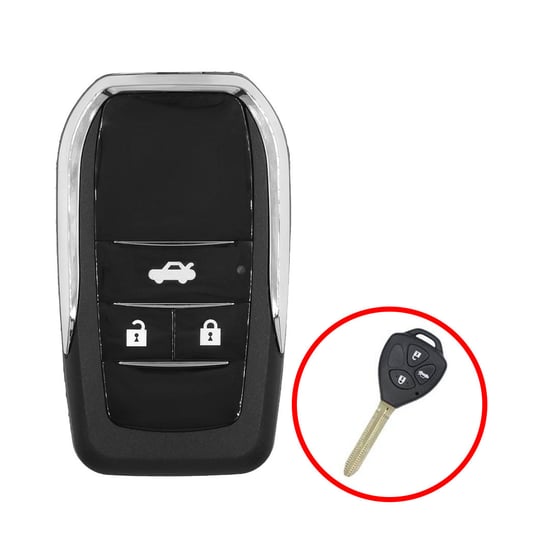 Toyota Flip Remote Key Shell 3 Buttons Modified Horizontal Type Toyota Flip Remote Key Shell 3 Buttons Modified Horizontal Type