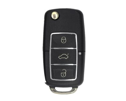 Volkswagen VW Chrome Remote Key Shell 3 Buttons with Battery Holder And Head